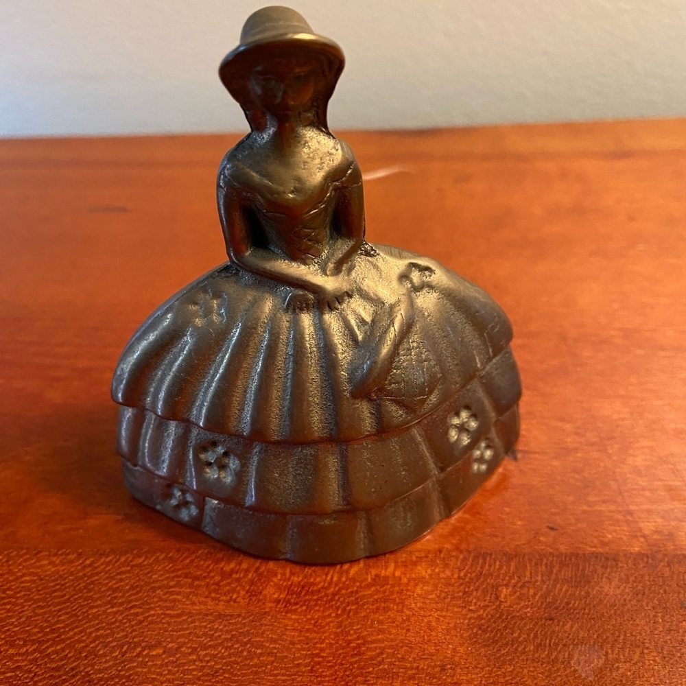 Brass Victorian Lady Dinner Bell 3.5” Height hand bell collectible